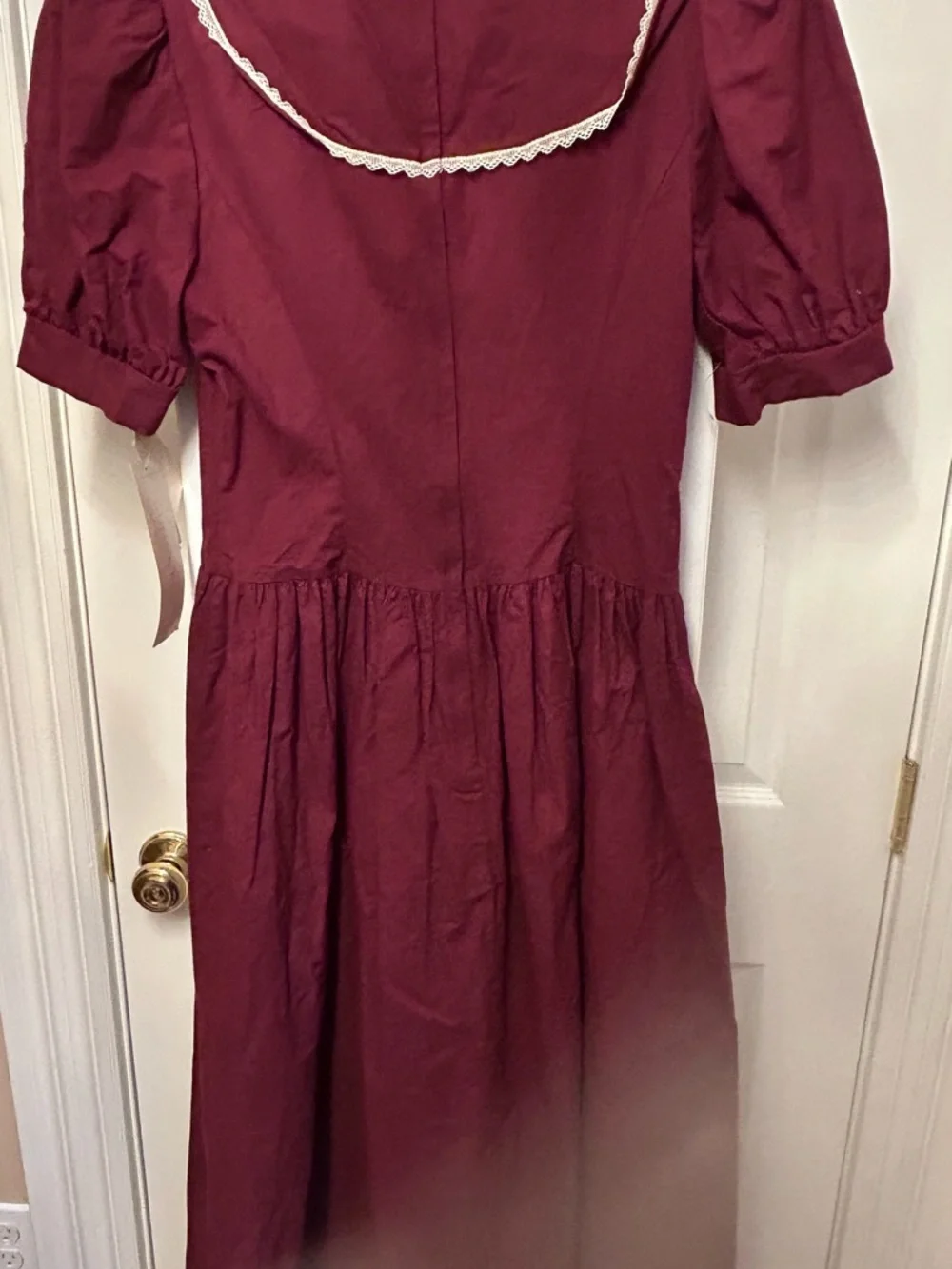 Vintage Gunne Sax 90s Burgundy Romantic Prairie Dress NWT Lace Collar Size 9/10 - Picture 2 of 6